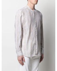 Z Zegna Mandarin Collar Striped Shirt