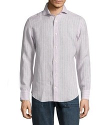 Beige Vertical Striped Long Sleeve Shirt
