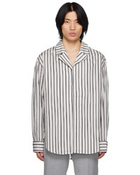 C2h4 White Black Striped Shirt