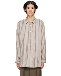 Hed Mayner White Brown Striped Shirt