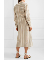 Acne Studios Daniela Tie Embellished Striped Cotton Voile Midi Dress