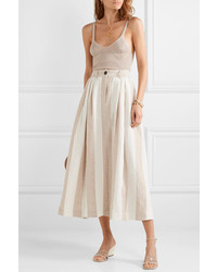 Mara Hoffman Tulay Pleated Striped Organic Linen Midi Skirt