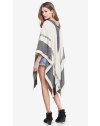 Express Striped Fringed Poncho