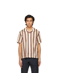 Rag and Bone Beige And Burgundy Striped Japanese Avery Shirt