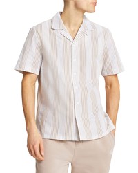 River Island Stripe Seersucker Short Sleeve Button Up Shirt