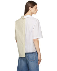 Lanvin White Beige Contrasted Asymmetric Shirt