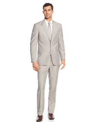 Kenneth Cole Reaction Light Taupe Stripe Slim Fit Suit