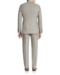 Saks Fifth Avenue Trim Fit Striped Wool Silk Suit