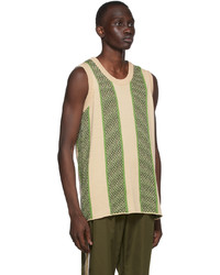 Ahluwalia Green Beige Textured Knit Vest