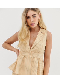 UNIQUE21 Waistcoat With Frill Hem In Pinstripe Co Ord