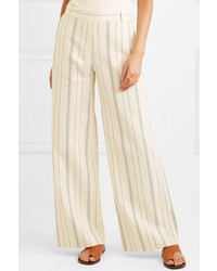 See by Chloe Pinstriped Cotton Blend Wide Leg Pants