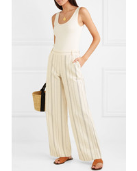 See by Chloe Pinstriped Cotton Blend Wide Leg Pants