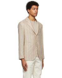 Brunello Cucinelli Beige Striped Suit Type Blazer