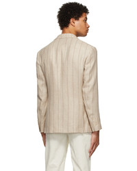 Brunello Cucinelli Beige Striped Suit Type Blazer