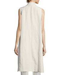 Eileen Fisher Long Sleeveless Organic Linensilk Kimono Vest