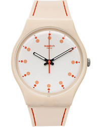 Swatch Unisex Swiss Soft Day Beige Silicone Strap Watch 34mm Gt106t