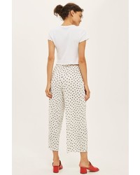 Topshop Plisse Spotted Wide Leg Trousers