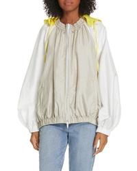 Tibi Contrast Sleeve Jacket With Detachable Hood
