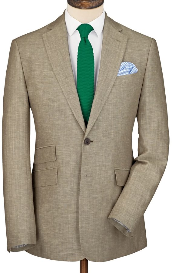 Charles Tyrwhitt Beige Wool Linen Herringbone Slim Fit Jacket, $192 ...