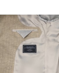 Charles Tyrwhitt Beige Wool Linen Herringbone Slim Fit Jacket
