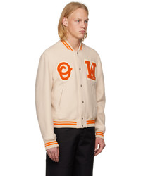 Off-White Beige Patch Bomber Jacket