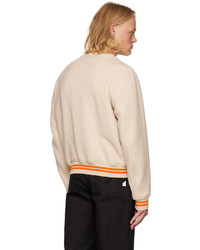 Off-White Beige Patch Bomber Jacket