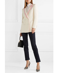 Blazé Milano Everyday Double Breasted Silk Trimmed Wool Crepe Blazer