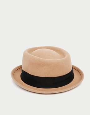 beige pork pie hat