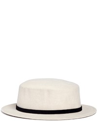 Sensi Studio Suede Band Pearlescent Beaded Wool Boater Hat
