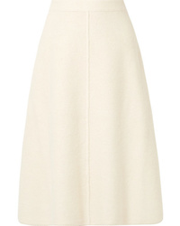 Beige Wool Midi Skirt