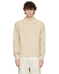 Drake's Beige Integral Collar Sweater
