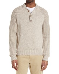 Vince Chunky Wool Cotton Long Sleeve Polo Sweater In Salt Flats At Nordstrom