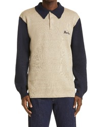 VISVIM Godfrey Peerless Embroidered Wool Linen Polo Sweater