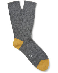 Paul Smith Two Tone Ribbed Wool Blend Socks