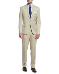 Brioni Colosseo Solid Two Piece Wool Suit Tan