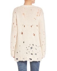 R 13 R13 Distressed Wool Blend Long Sleeve Sweater