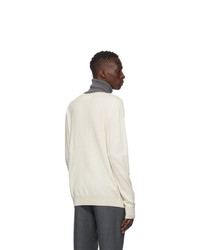 Maison Margiela Off White Colorblock Turtleneck Sweater