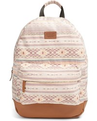 Beige Woven Canvas Backpack