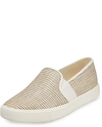 Vince Blair 5 Woven Leather Skate Sneaker Natural