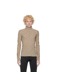 Misbhv Beige Monogram Zip Turtleneck