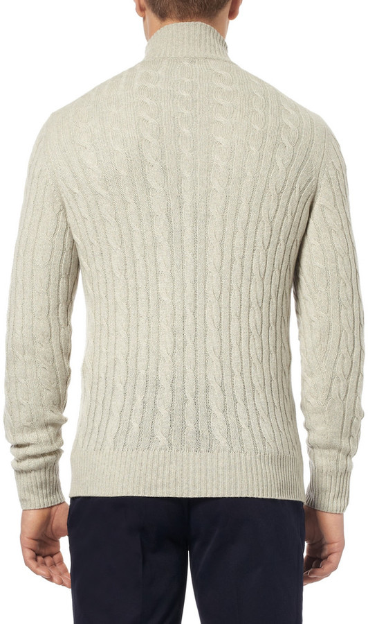 Loro Piana Cable Knit Baby Cashmere Half Zip Sweater, $1,715 | MR ...