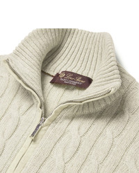 Loro Piana Cable Knit Baby Cashmere Half Zip Sweater
