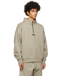 Essentials Grey Mock Neck Half Zip Sweatshirt