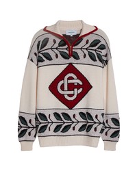 Casablanca Jacquard Monogram Wool Blend Sweater