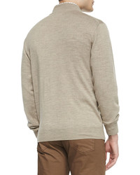 Peter Millar Napa Quarter Zip Pullover Sweater Tan