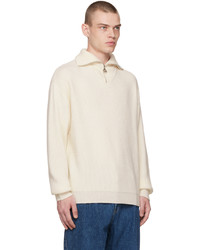 Solid Homme Off White Half Zip Sweater