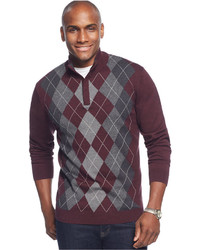 Tasso Elba Quarter Zip Argyle Sweater Only At Macys