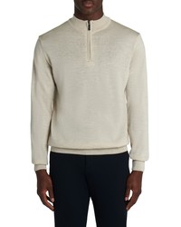 Bugatchi Quarter Zip Merino Wool Sweater In Oyster At Nordstrom