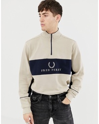 Fred Perry Sports Authentic Half Zip Over Head Sweat Jacket In Stone