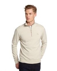 Burberry Beige Cotton Zip Neck Long Sleeve Sweater